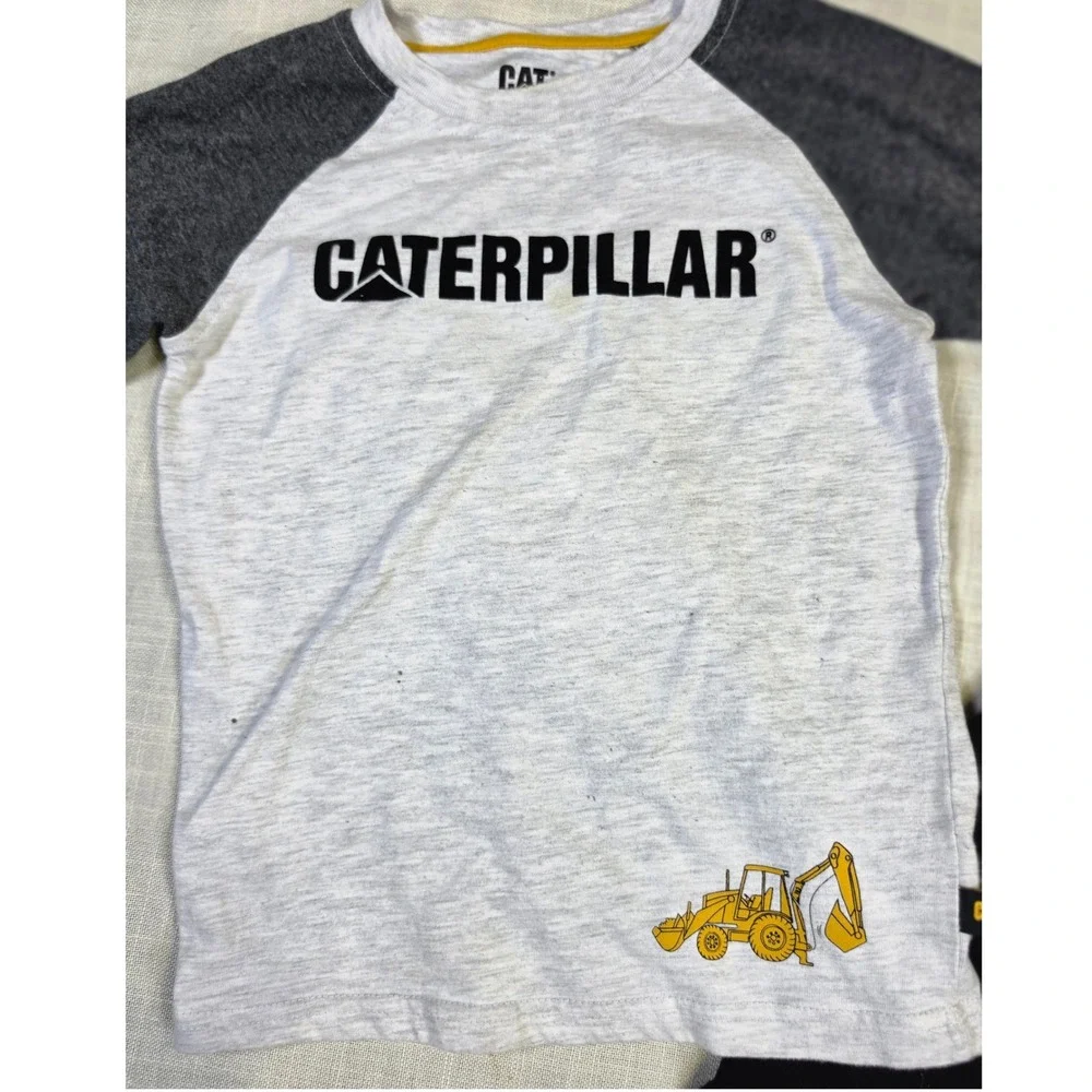 Caterpillar Boys 2-Piece Shirt and Pants Set Gray Black Construction Size 6